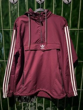 adidas Burgundy quarter zip with kangaroo pocket